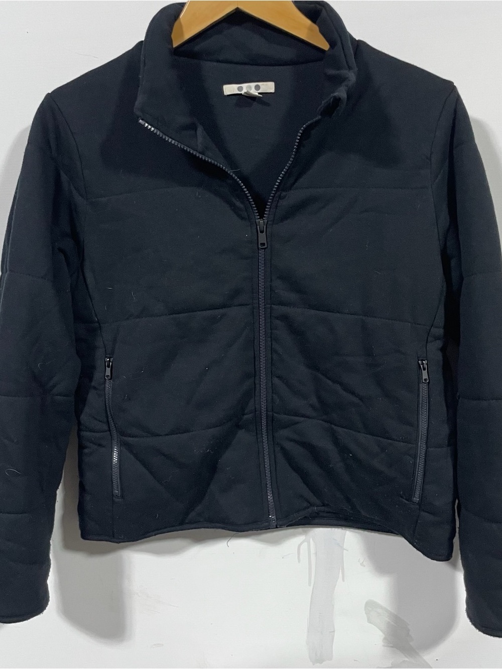 Three Dots Black Quilted Full-Zip Puffer Jacket